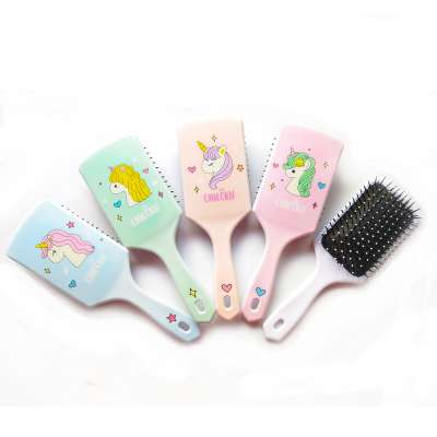 2019 Factory plastic big size hair brush mini horse custom paddle hair brush in stock