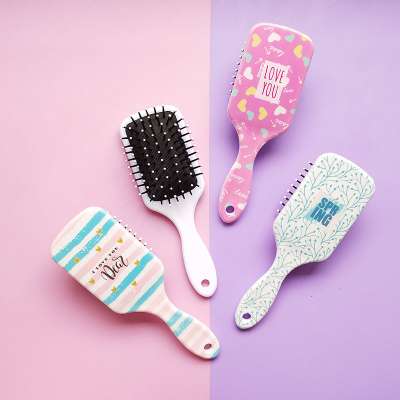 Factory Pink Plastic Hairbrush Detangling Square Paddle Hair Brush