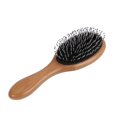 Private label bamboo hair brush massage comb boar bristle wooden paddle hairbrushes