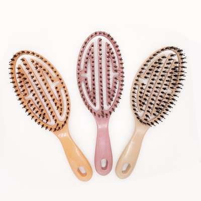 Soft Plastic Oval Vent Brush Curve Scalp Massage  Bristle Hair Brush