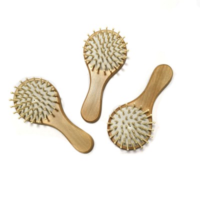 kids small pocket mini hairbrush hair brush private label paddle wooden hair brush