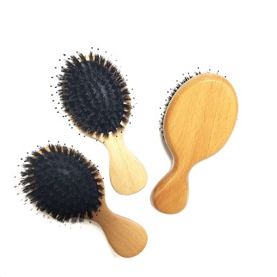 Newest custom beech hairbrushes detangling wooden hair brush with boar bristle