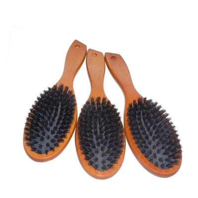 Private label wooden hair brush massage comb boar bristle wooden brushes